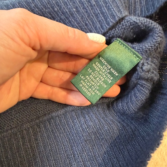 Lauren Ralph Lauren Navy Blue Cable Knit Crew Neck Sweater Women's Size Medium - Picture 3 of 8